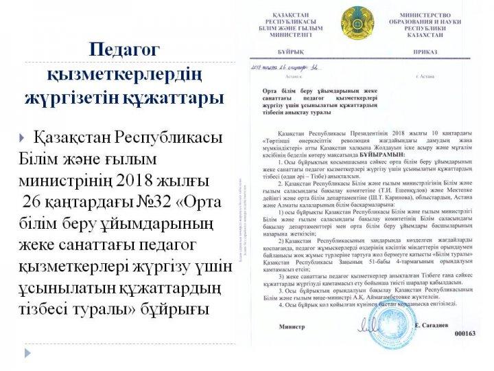 Педагог қызметкерлердің жүргізетін құжаттары
