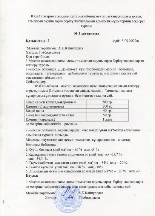 Брокераждық комиссияның тексеру хаттамасы